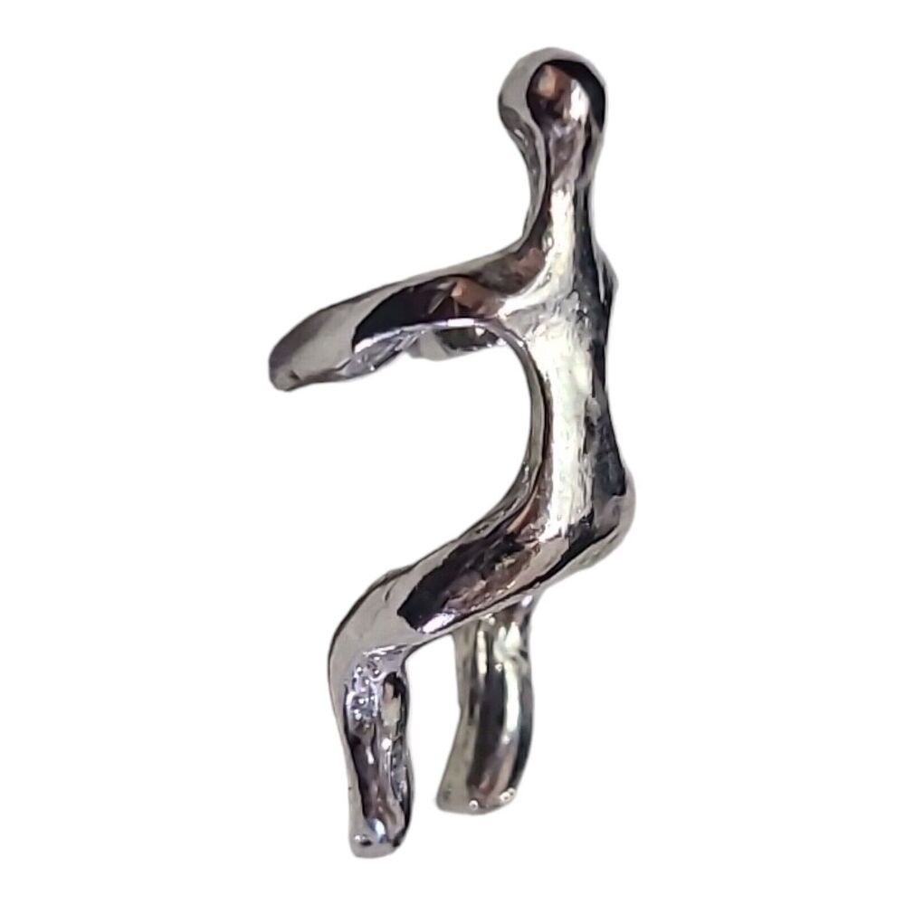 New Silver Man Climbing Sitting‎ Ear Cuff Earring 90s - Picture 4 of 5